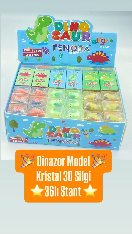 DİNAZOR MODEL 3D SİLGİ / 36LI STANT